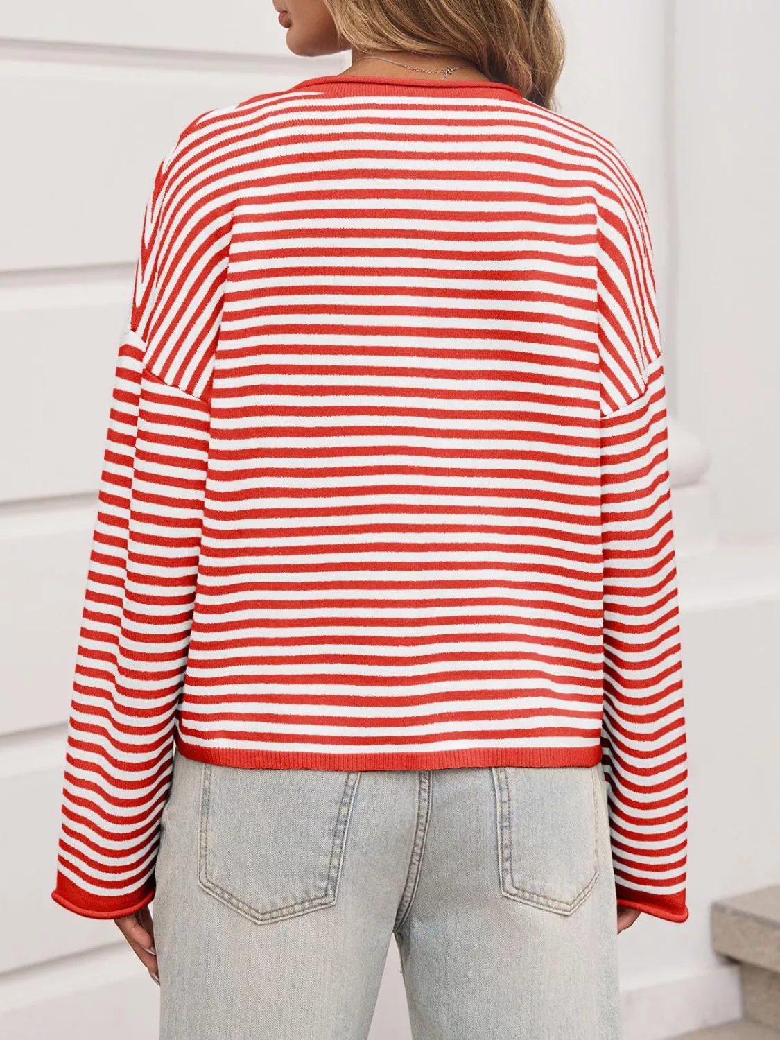 Striped Button-Down Knit Cardigan - Image 4
