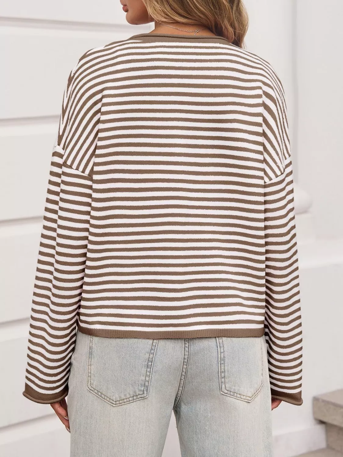 Striped Button-Down Knit Cardigan - Image 8