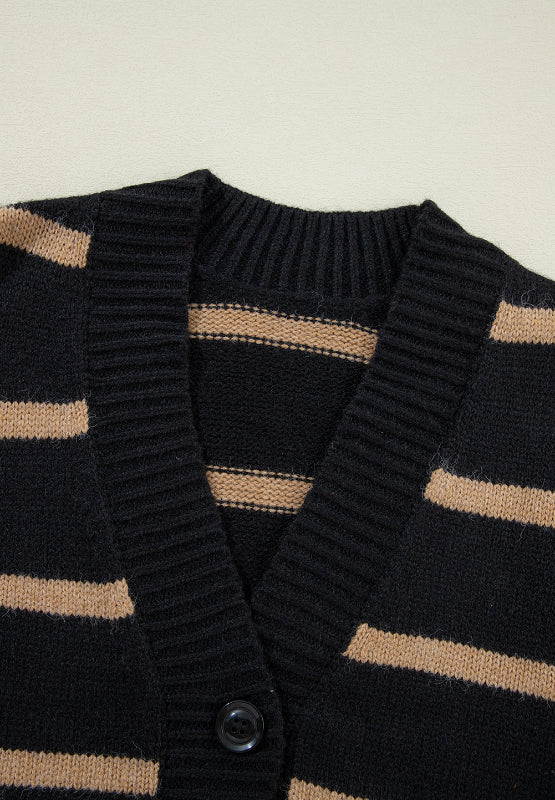 Striped Button Down Long Sleeve Cardigan - Image 12
