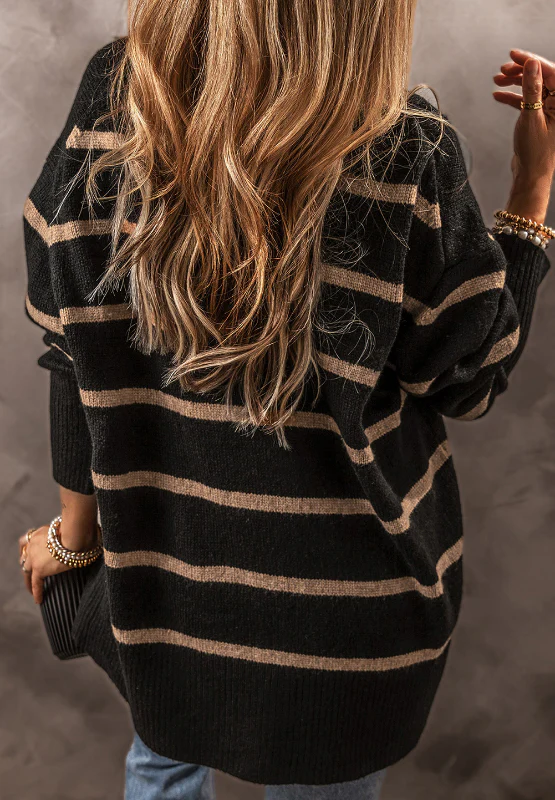 Striped Button Down Long Sleeve Cardigan - Image 15