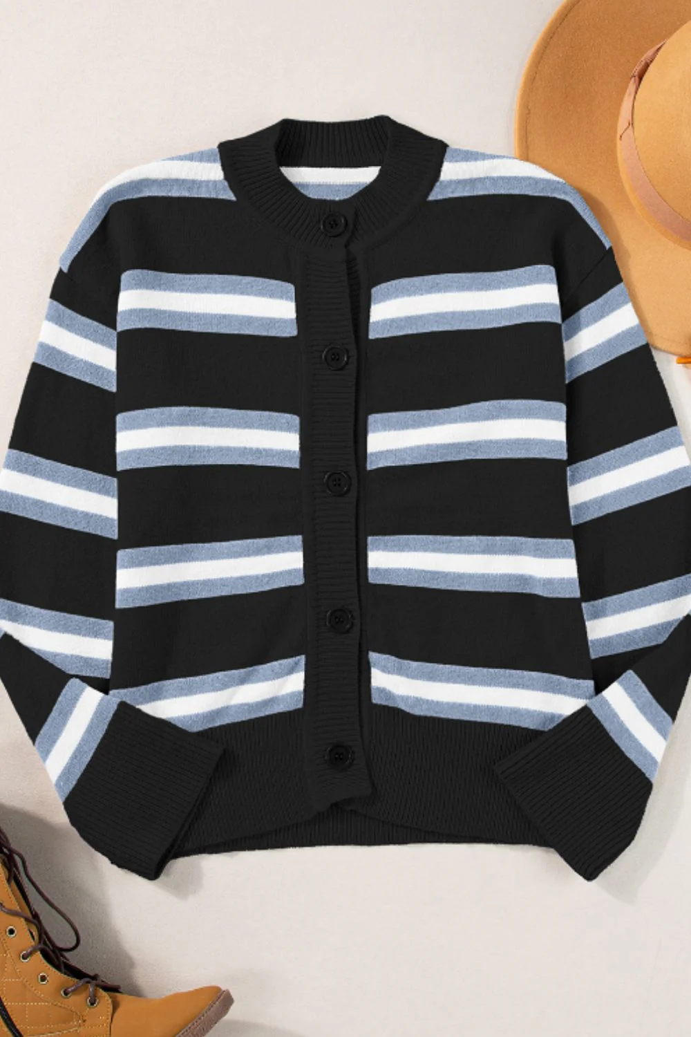 Striped Button Down Long Sleeve Cardigan - Image 6