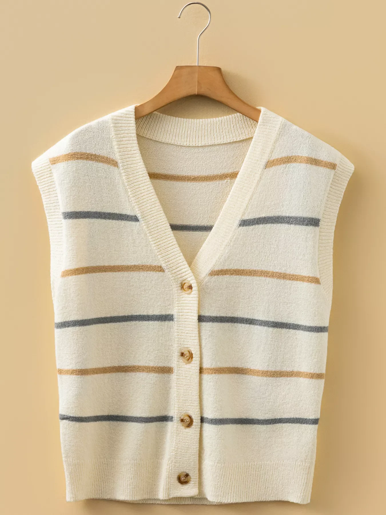 Striped Button-Down Sweater Vest - Image 2
