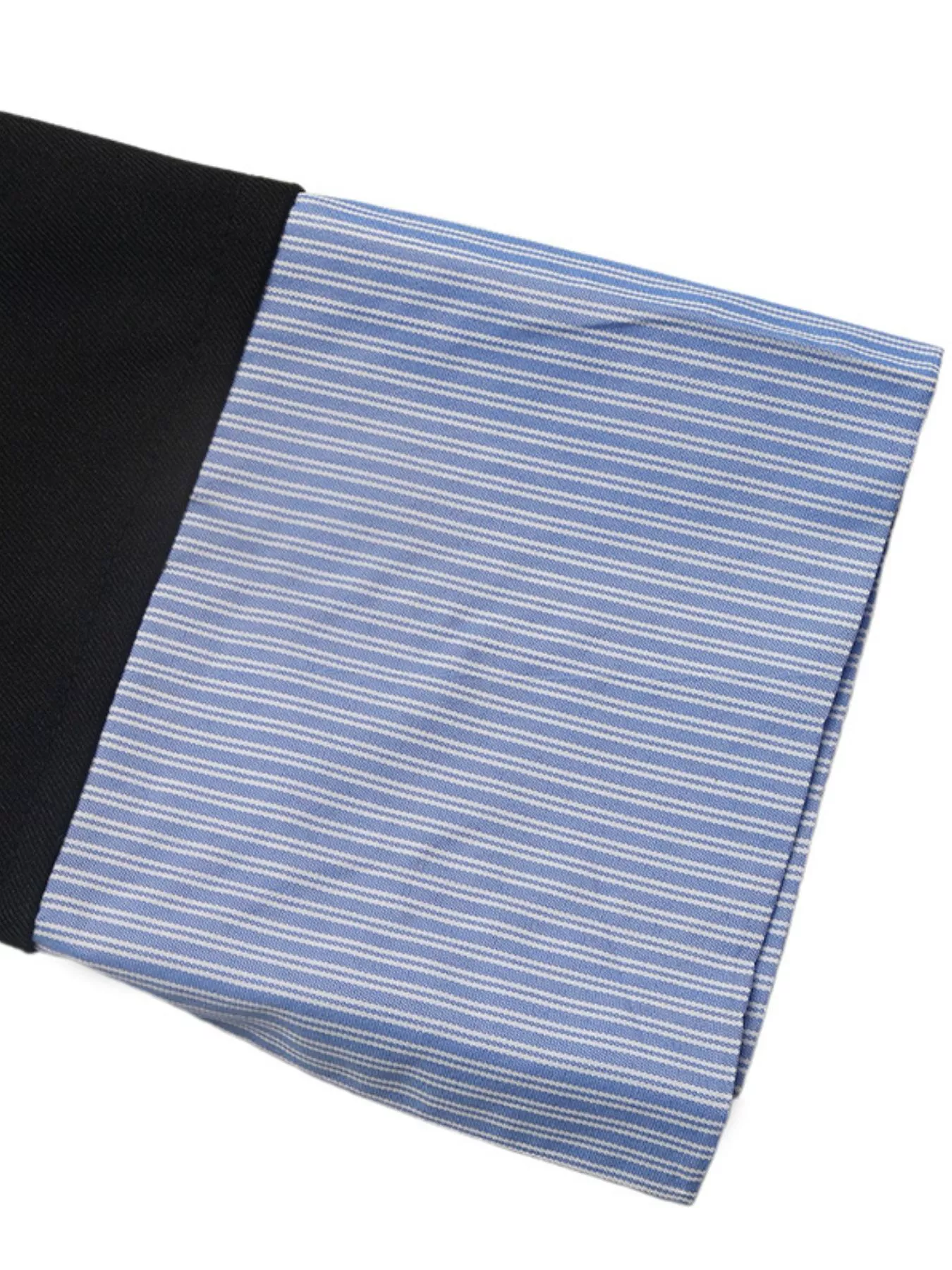 Striped Collar Long Sleeve Fake Two-Piece Blazer - Image 8