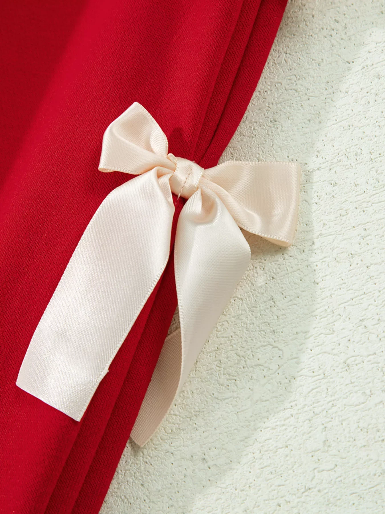 Striped Collar Patchwork Satin Bow Sweatshirt and Shorts Set - Image 11