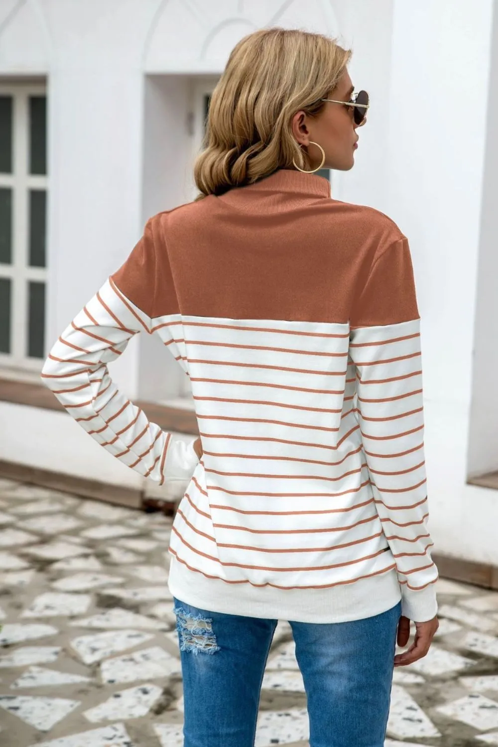 Striped Contrast Turtleneck Sweater - Image 10