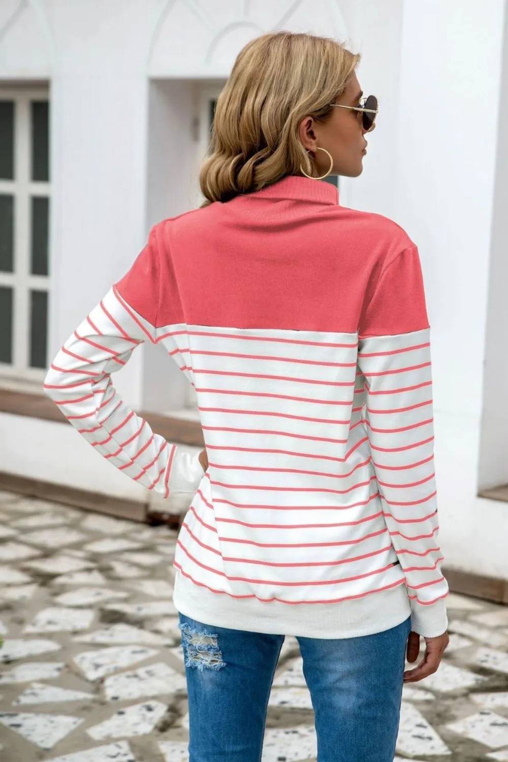 Striped Contrast Turtleneck Sweater - Image 16