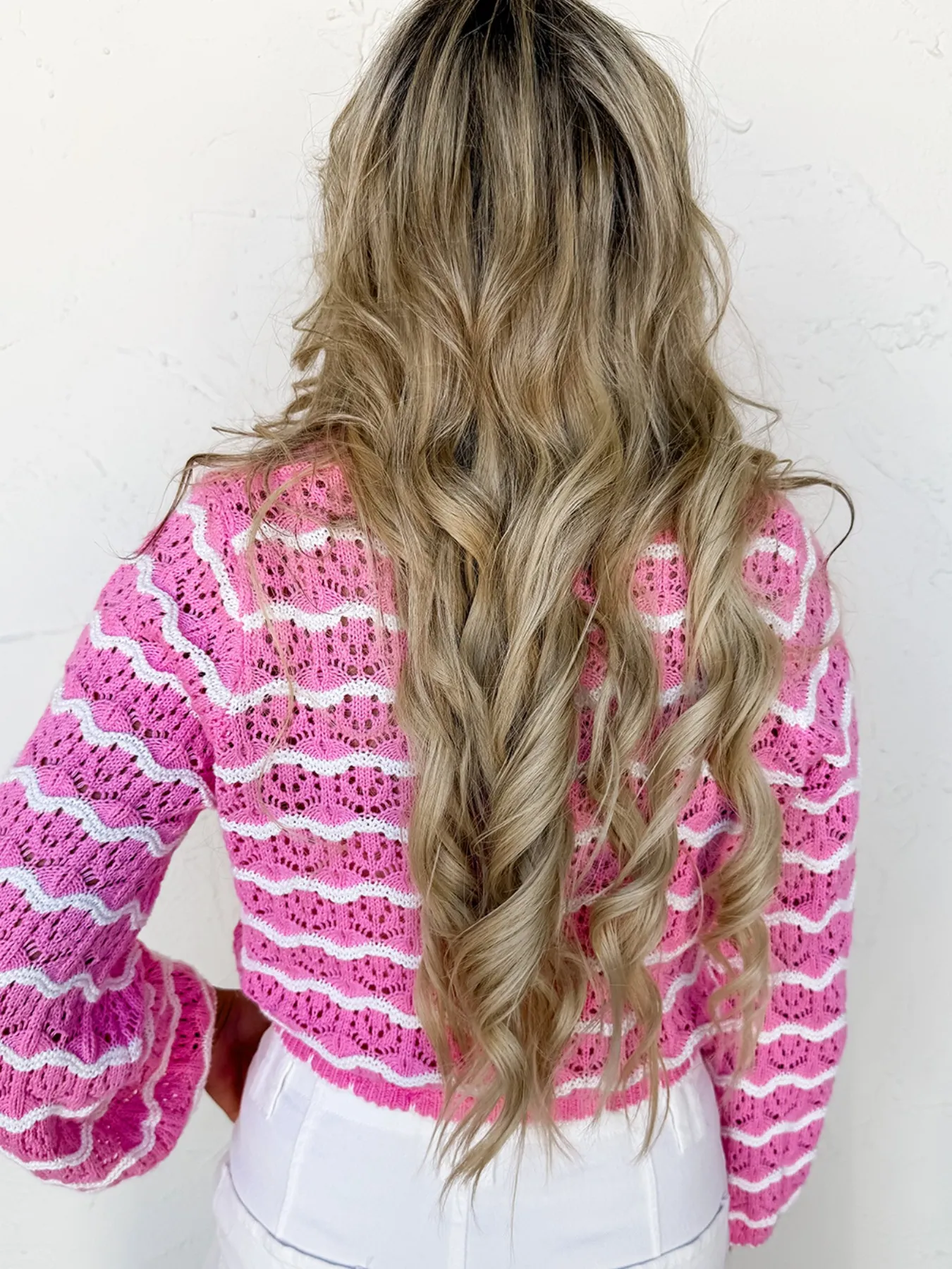 Striped Crochet Tie-Front Cardigan - Image 2