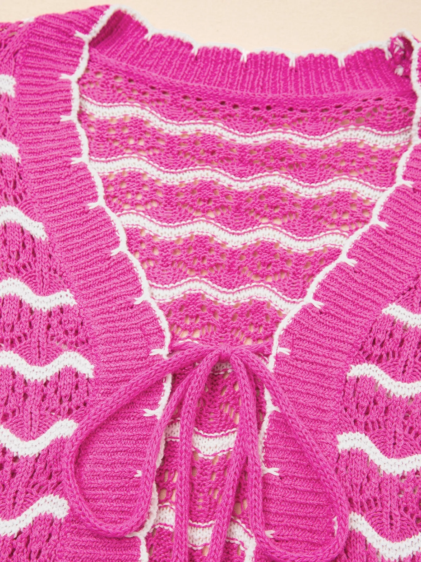Striped Crochet Tie-Front Cardigan - Image 7