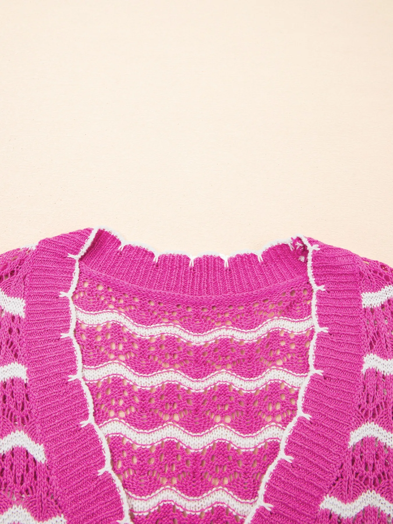 Striped Crochet Tie-Front Cardigan - Image 8