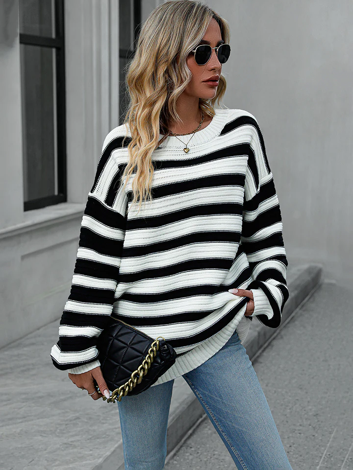 Striped Dropped Shoulder Sweater - Image 5