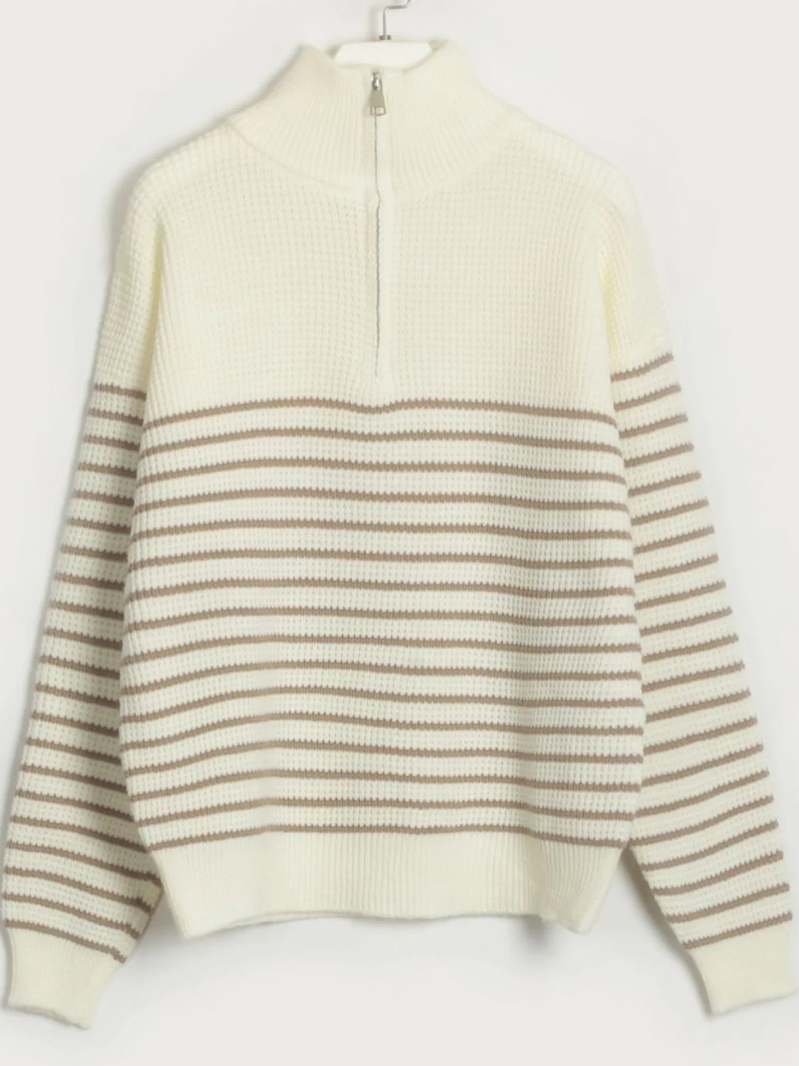 Striped Half Zip Long Sleeve Sweater - Image 7