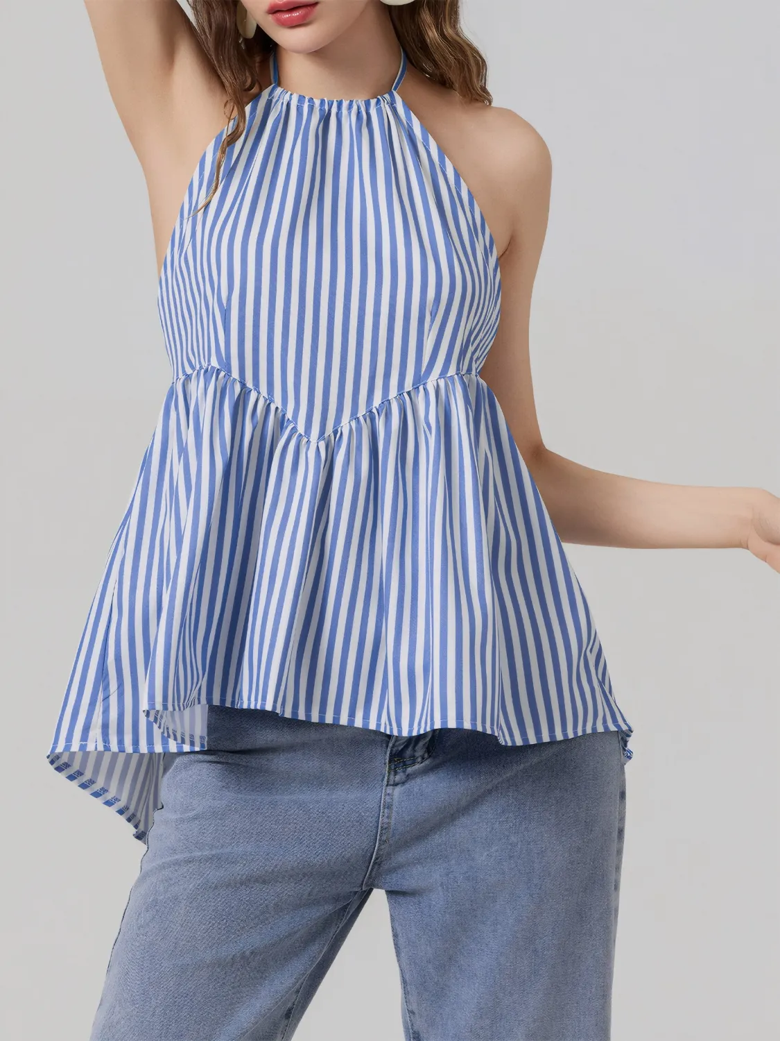 Striped Halter Neck Cami