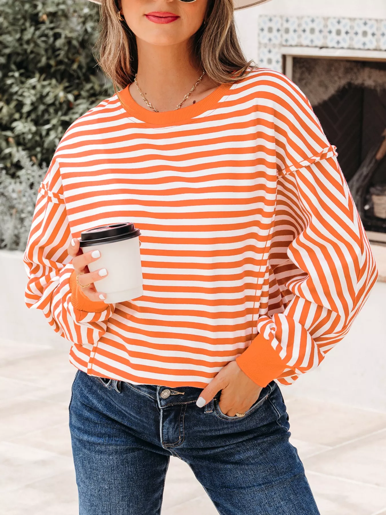 Striped Long Sleeve Casual Sweatshirt - Image 3