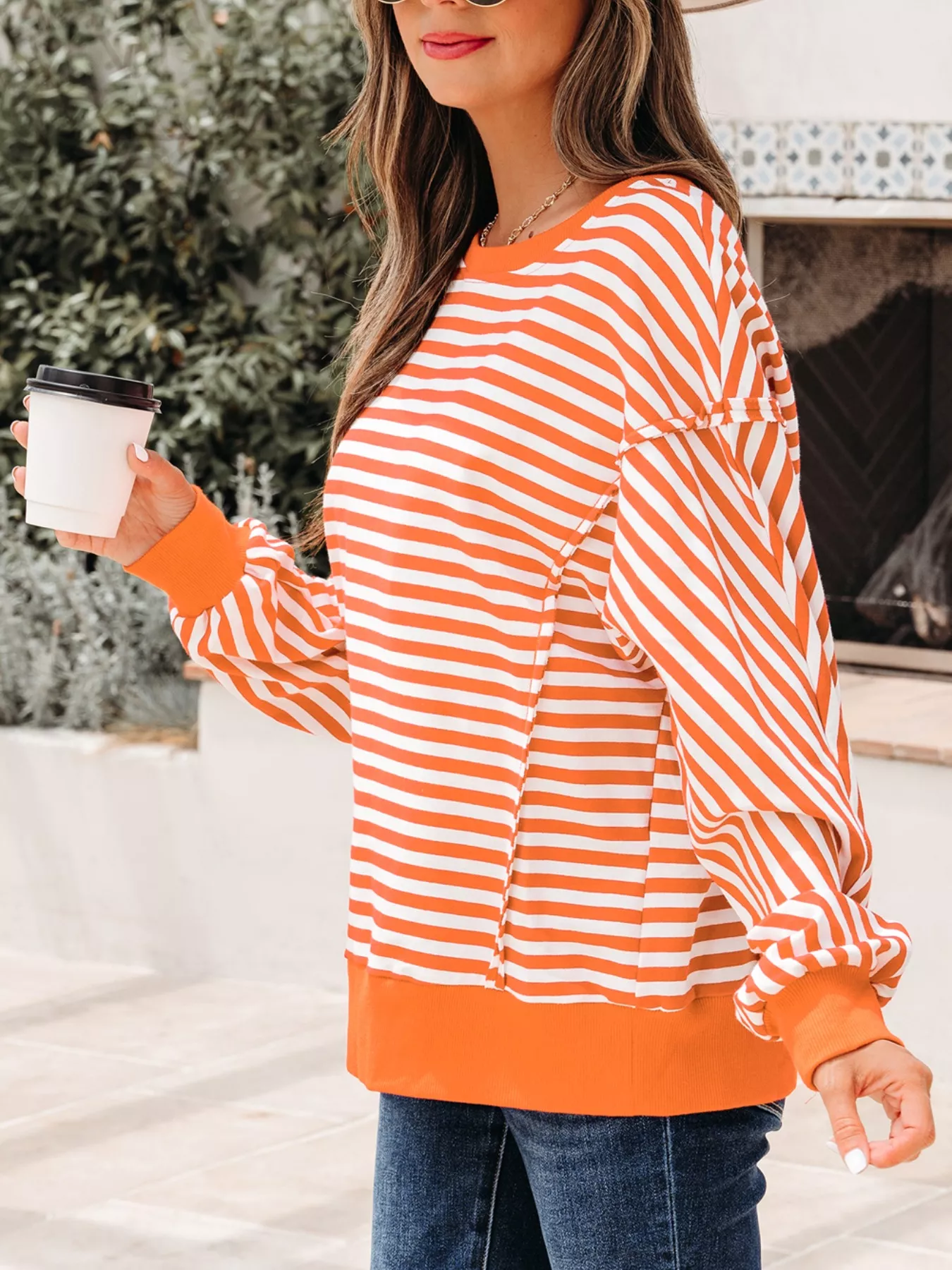 Striped Long Sleeve Casual Sweatshirt - Image 4
