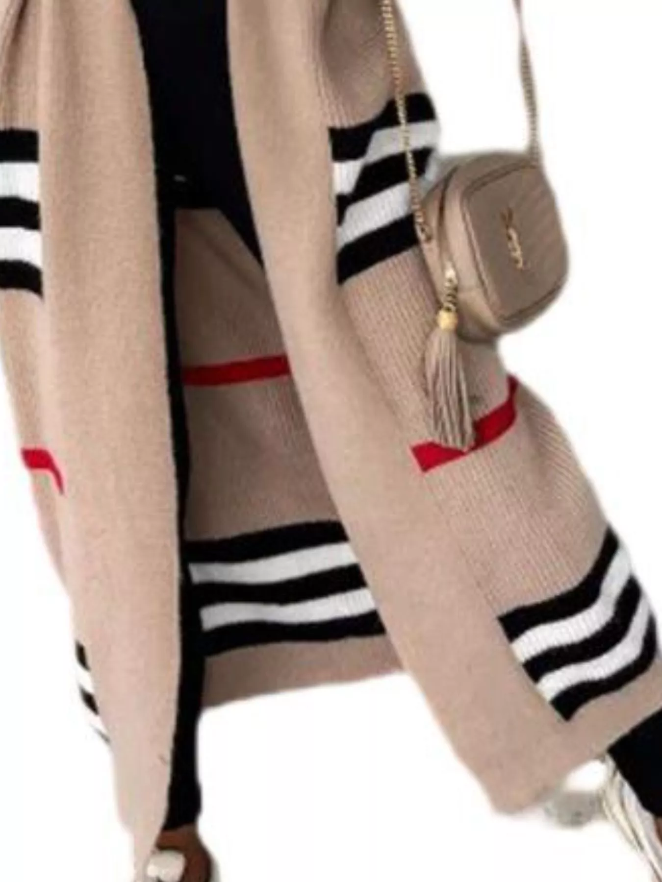 Striped Longline Open Front Cardigan - Image 12