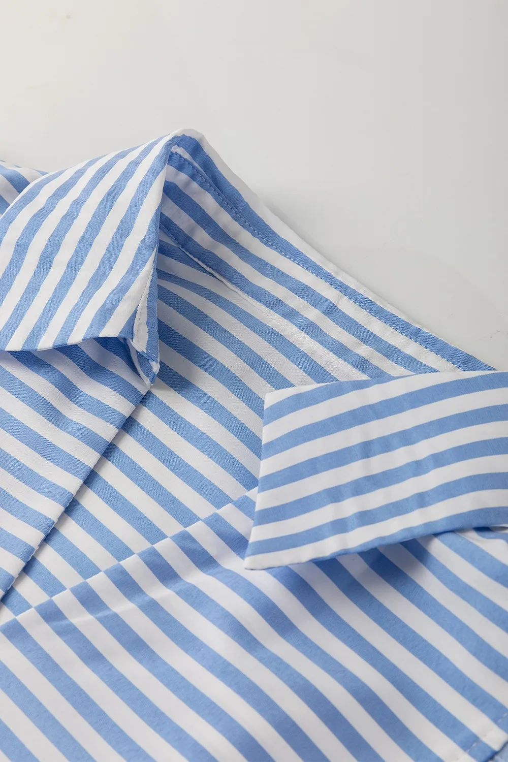 Striped Notched 3/4 Sleeve Blouse - Image 5