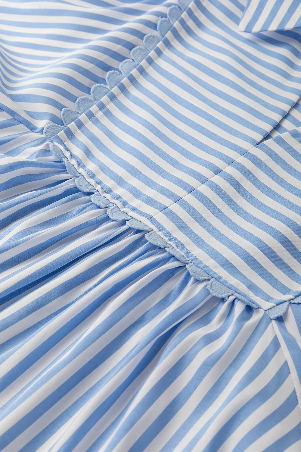 Striped Notched 3/4 Sleeve Blouse - Image 6