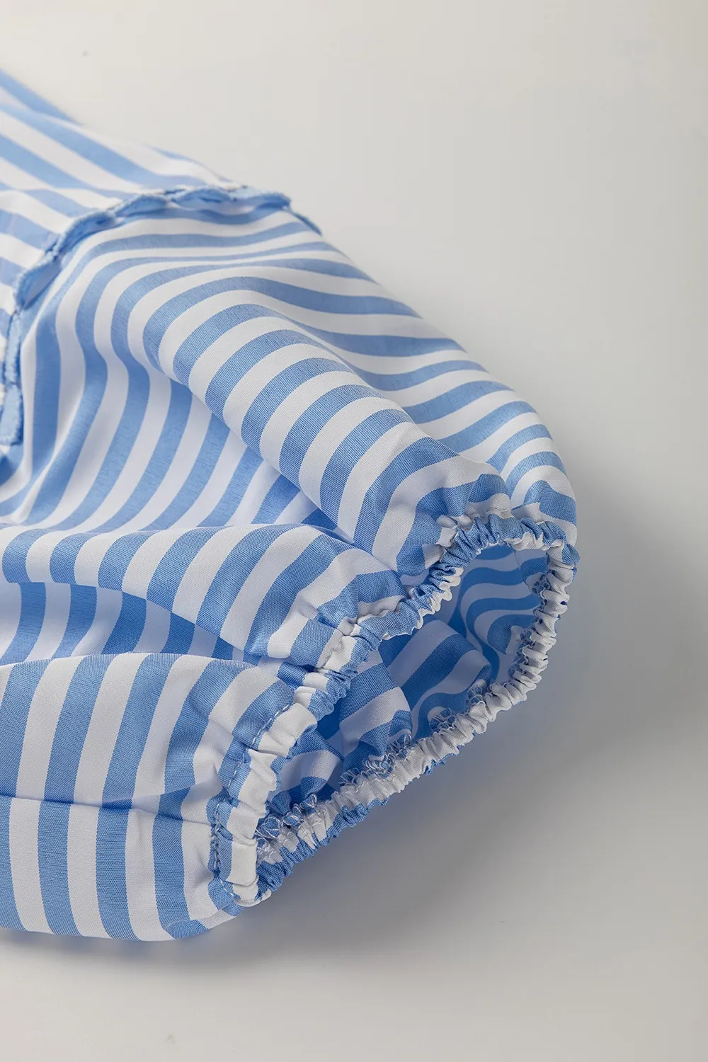 Striped Notched 3/4 Sleeve Blouse - Image 7