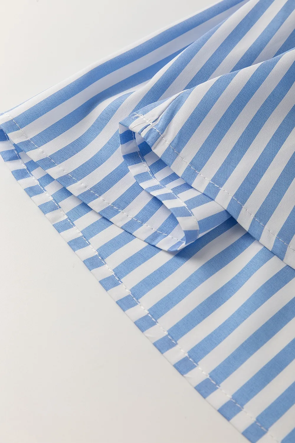 Striped Notched 3/4 Sleeve Blouse - Image 8