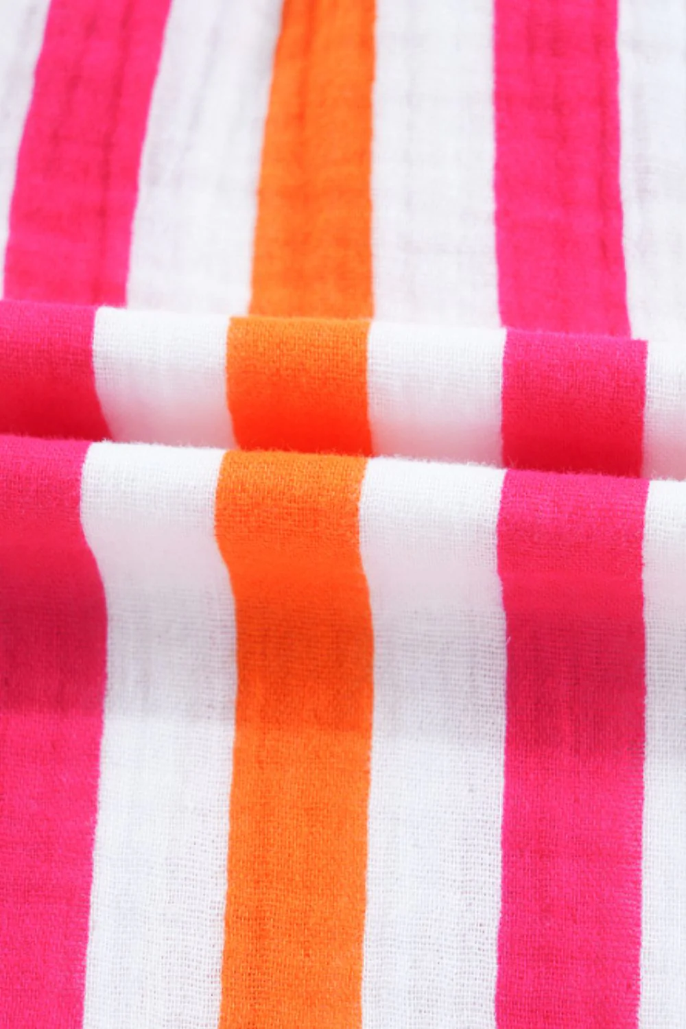 Striped Notched Flounce Sleeve Blouse - Image 5