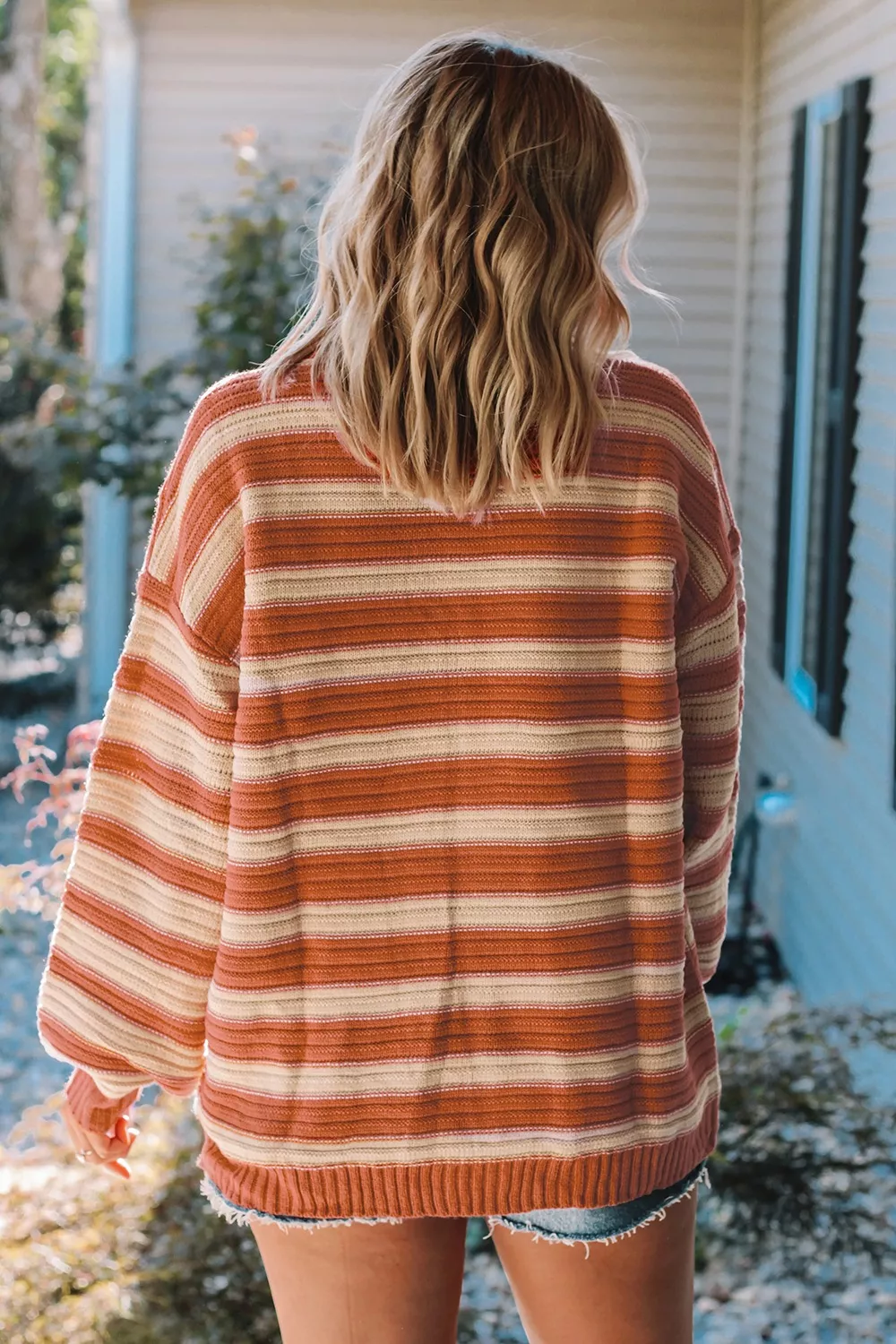 Striped Oversized Dropped Shoulder Sweater - Image 2