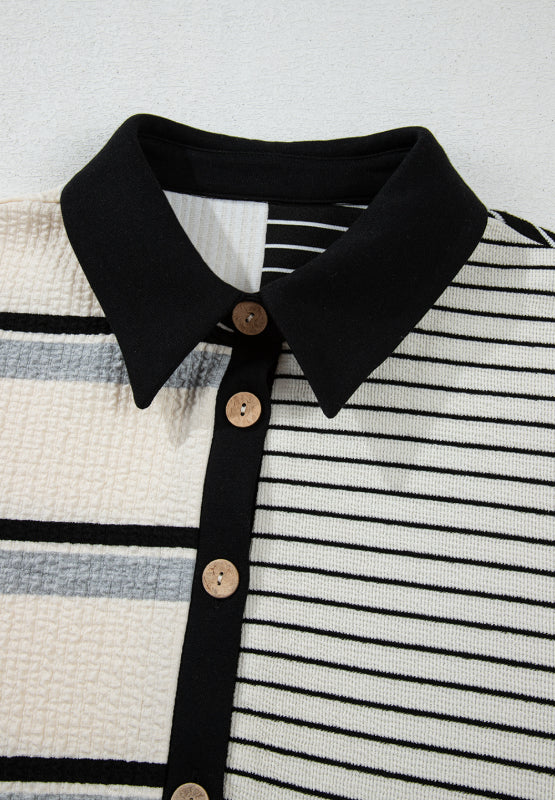 Striped Patchwork Long Sleeve Mini Dress - Image 6