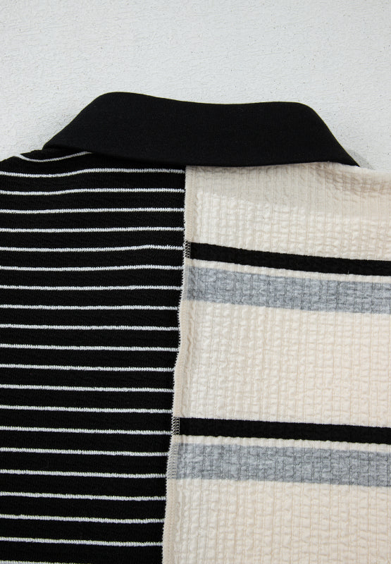 Striped Patchwork Long Sleeve Mini Dress - Image 7