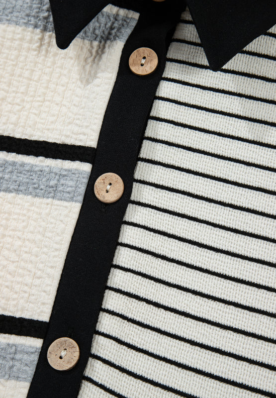 Striped Patchwork Long Sleeve Mini Dress - Image 8