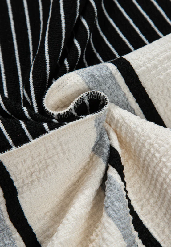 Striped Patchwork Long Sleeve Mini Dress - Image 9