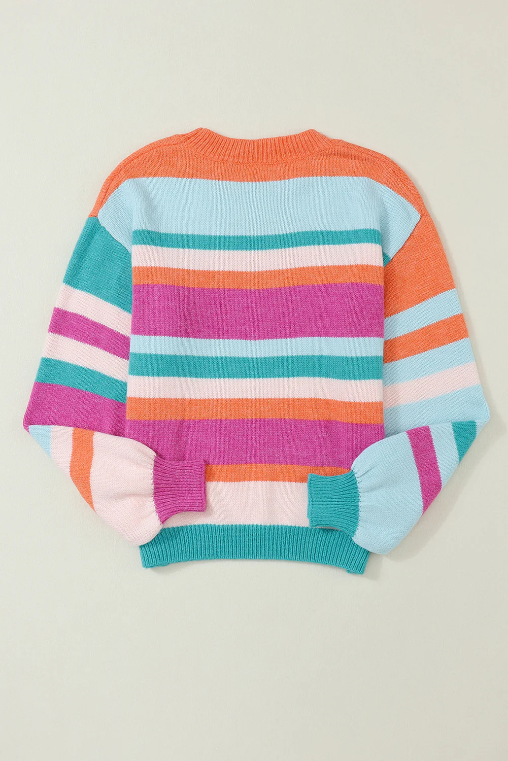 Striped Round Neck Drop Shoulder Sweater - Image 7