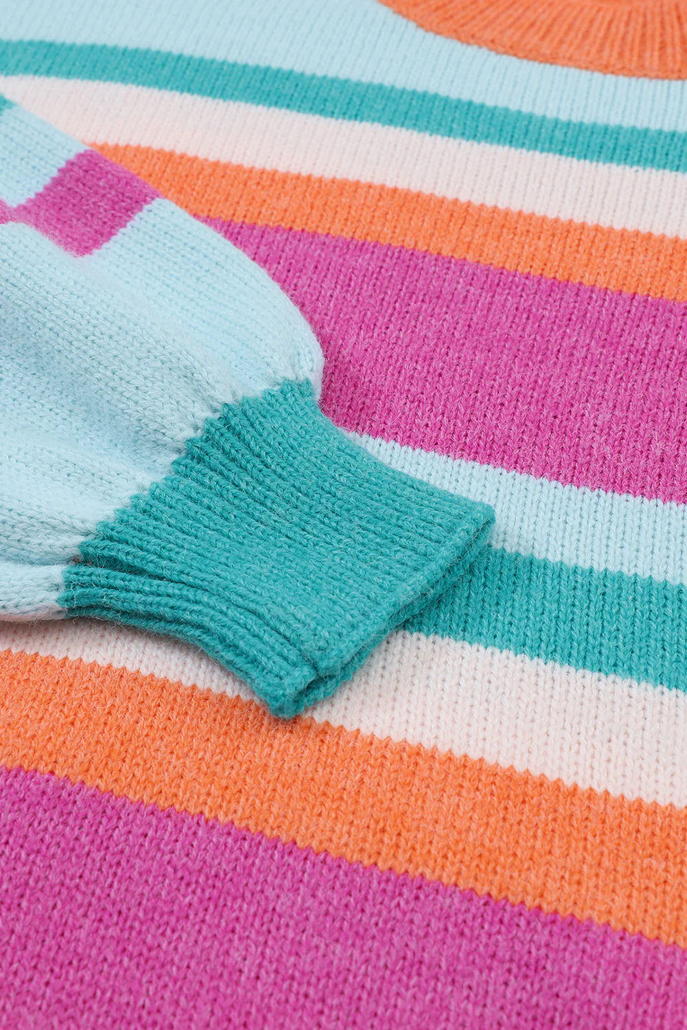 Striped Round Neck Drop Shoulder Sweater - Image 9