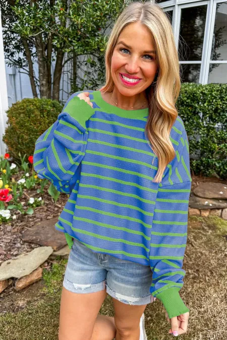 Striped Round Neck Long Sleeve Sweater - Image 12