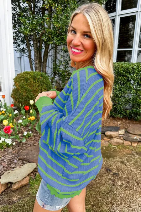Striped Round Neck Long Sleeve Sweater - Image 13