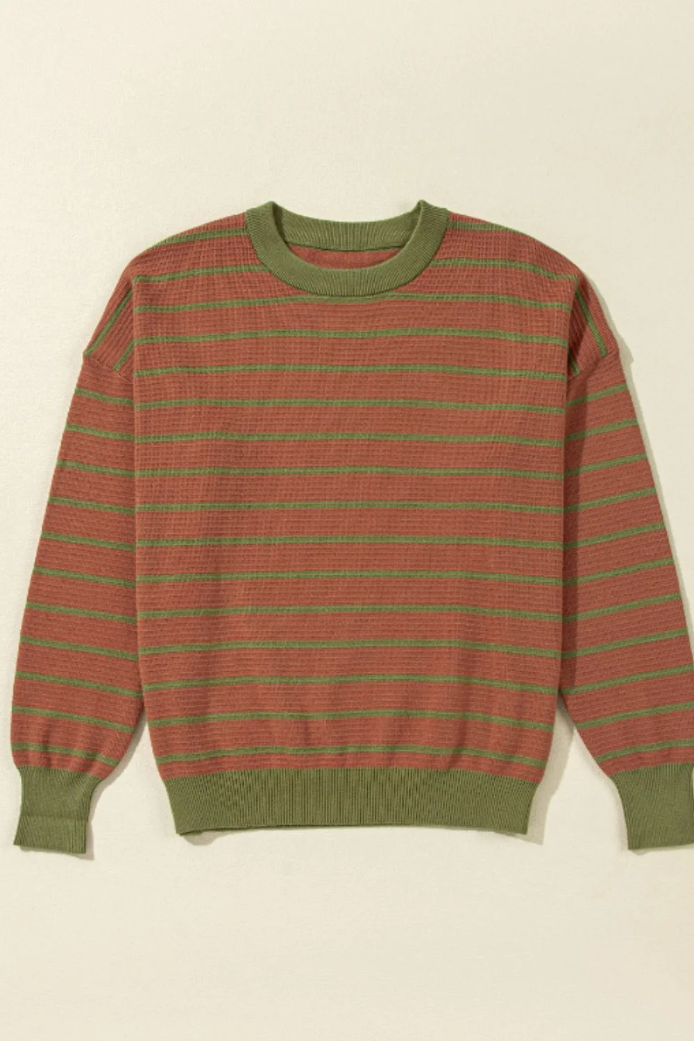 Striped Round Neck Long Sleeve Sweater - Image 5