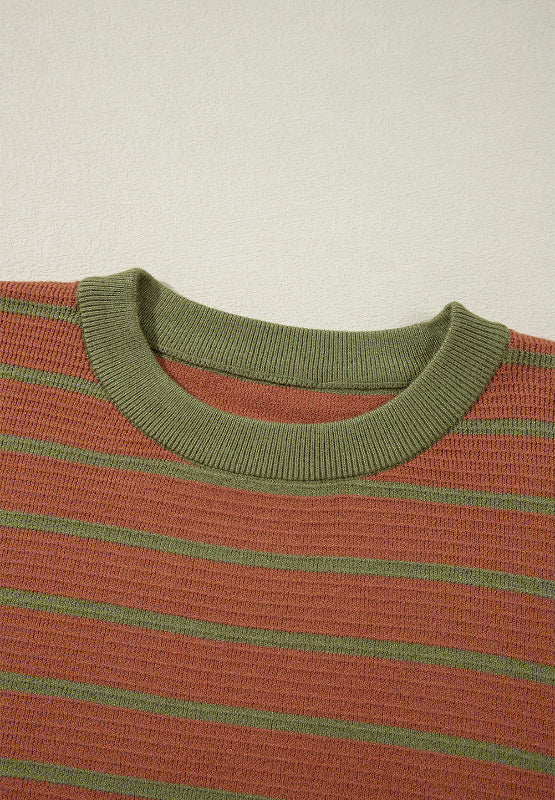 Striped Round Neck Long Sleeve Sweater - Image 7