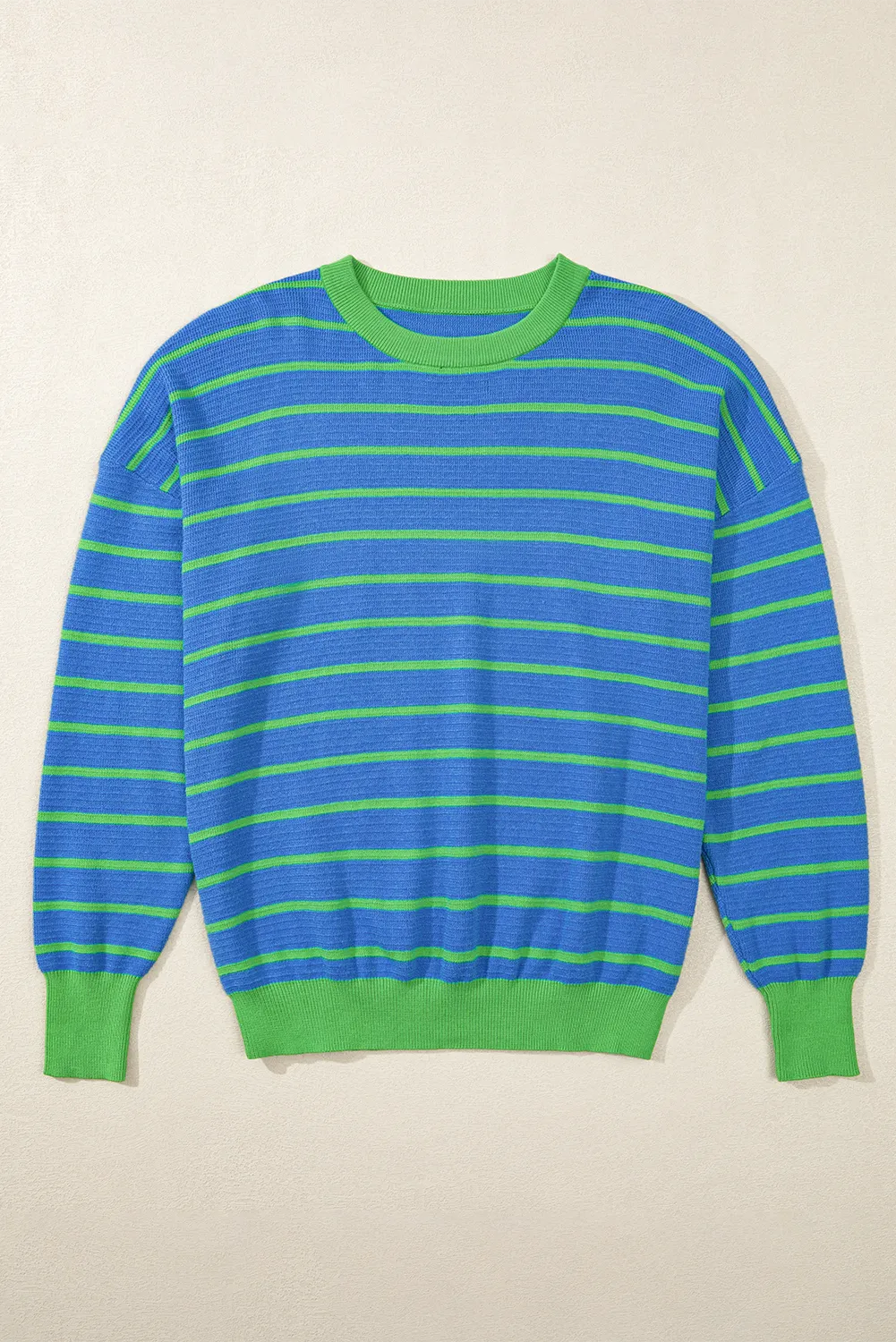 Striped Round Neck Long Sleeve Sweater - Image 9