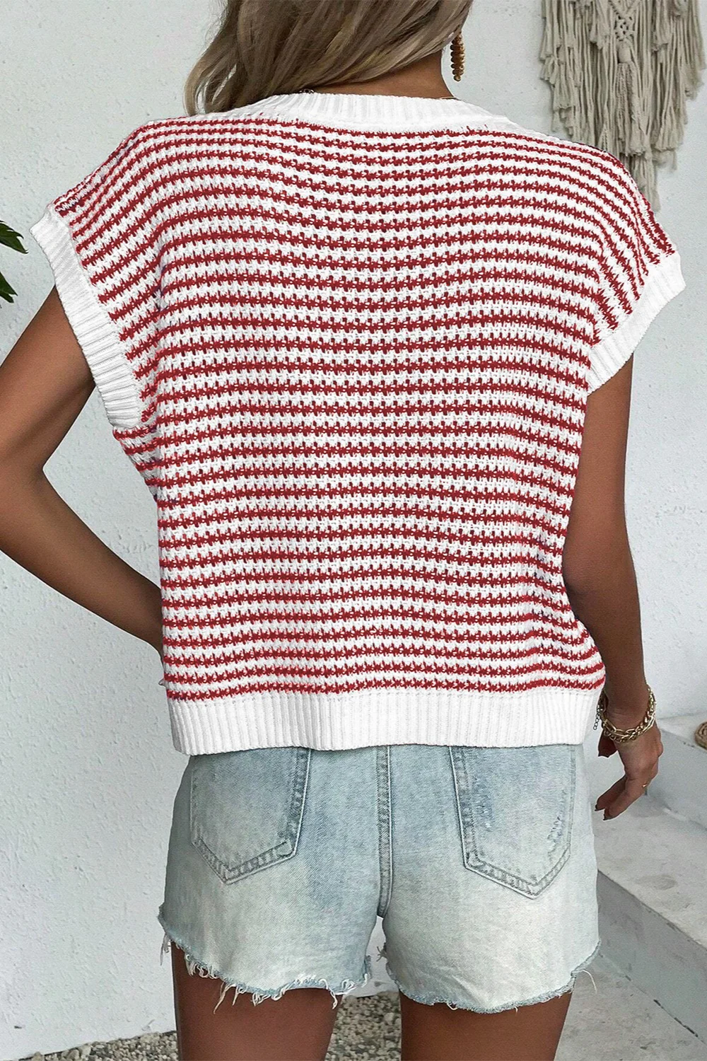 Striped Round Neck Sweater Vest - Image 14