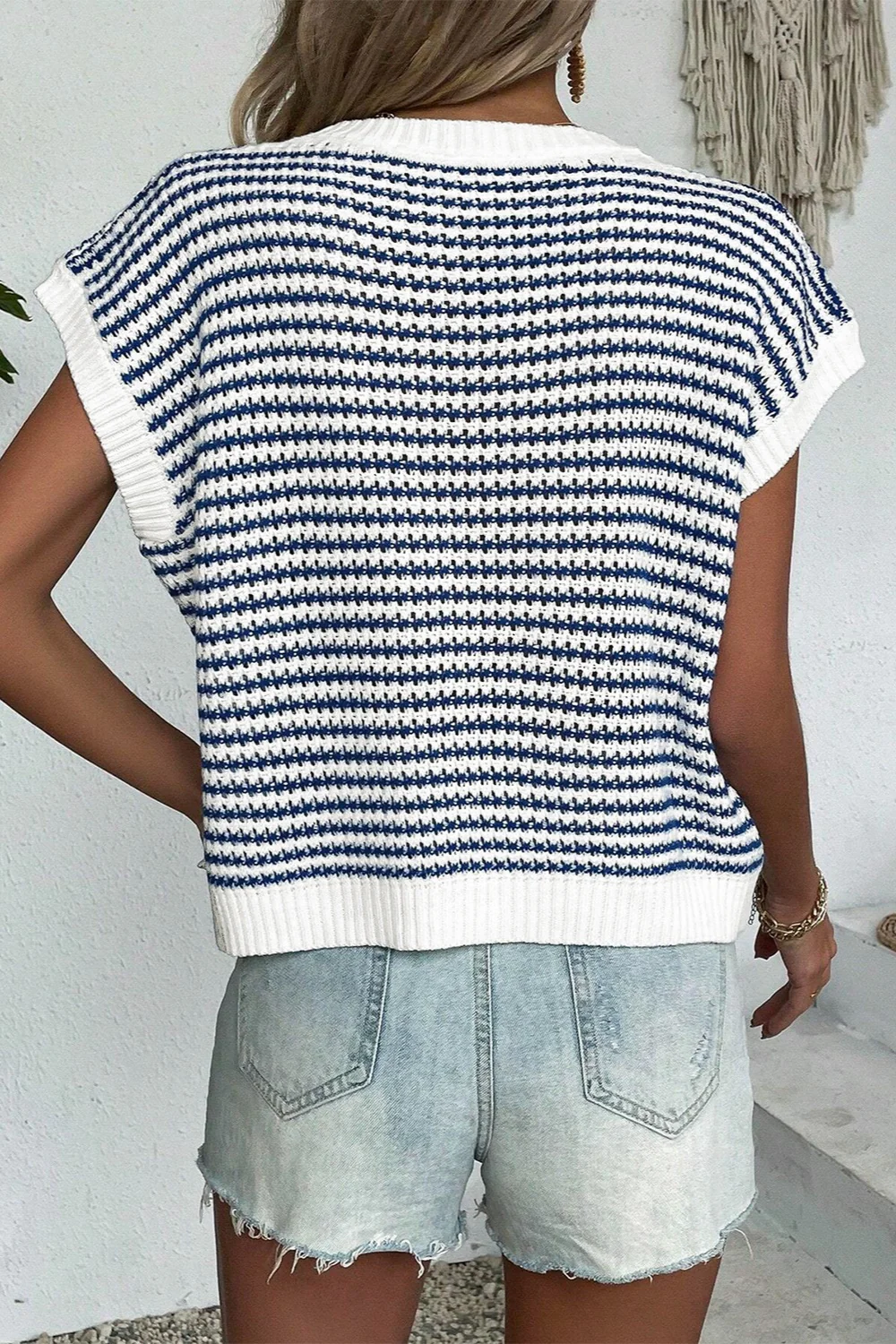Striped Round Neck Sweater Vest - Image 17