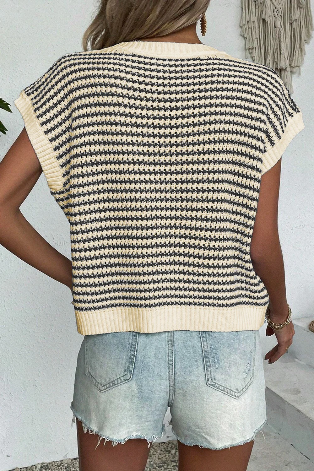 Striped Round Neck Sweater Vest - Image 23
