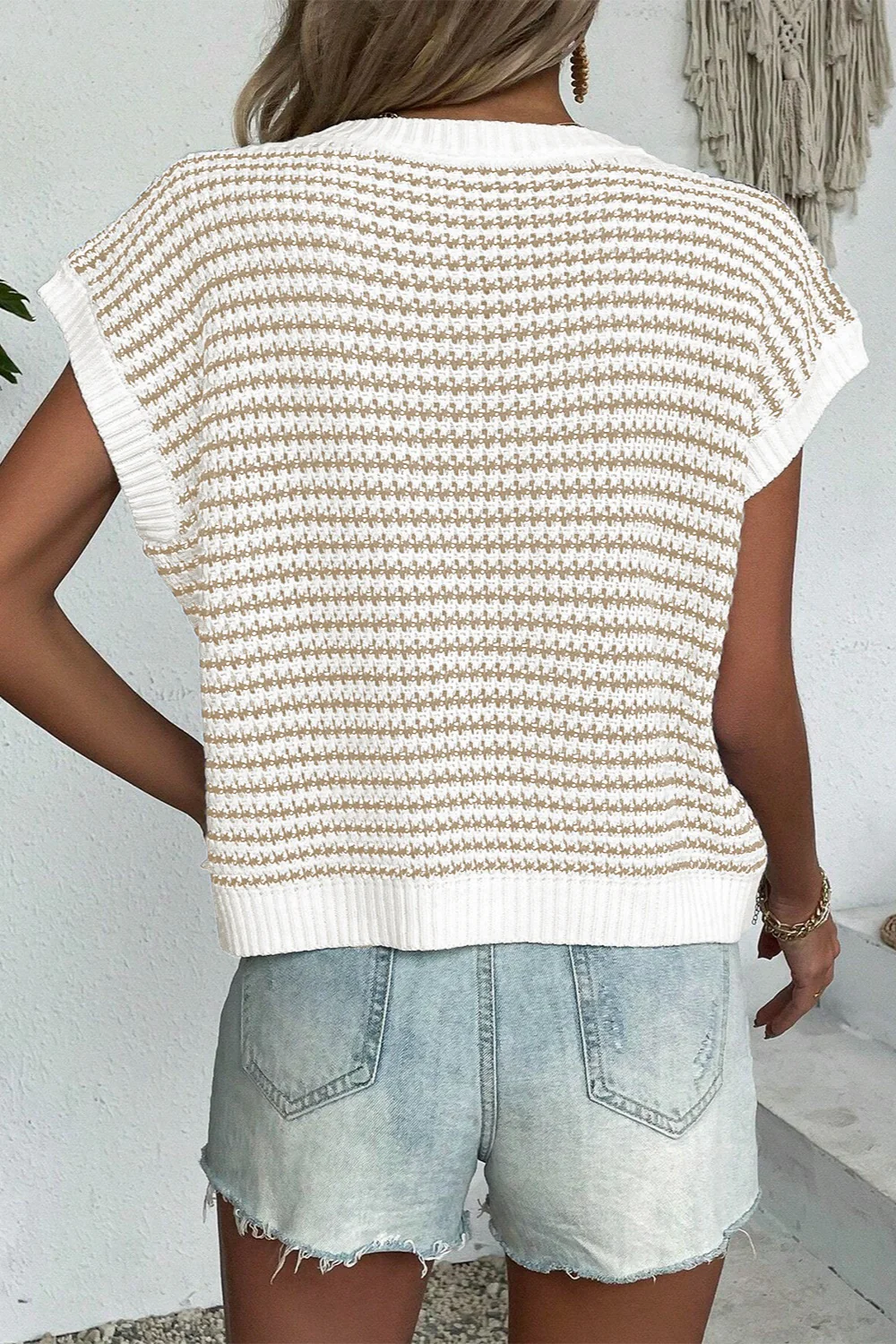Striped Round Neck Sweater Vest - Image 26