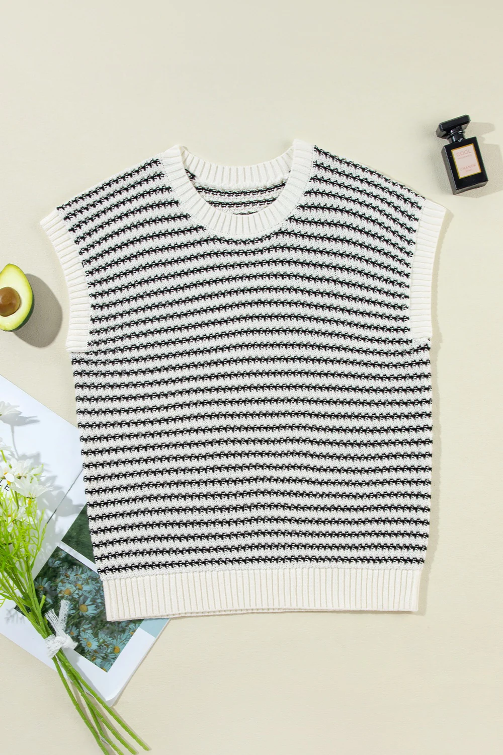 Striped Round Neck Sweater Vest - Image 8