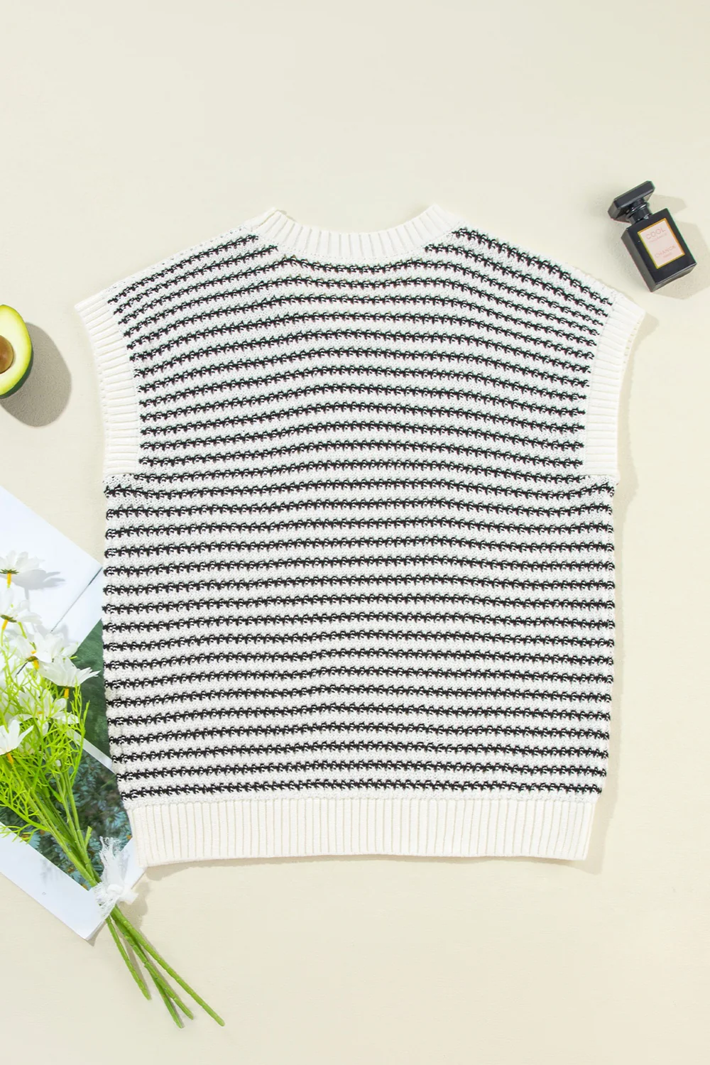 Striped Round Neck Sweater Vest - Image 9