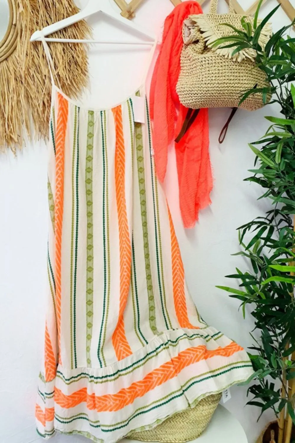 Striped Ruffled Maxi Cami Dress - Image 5
