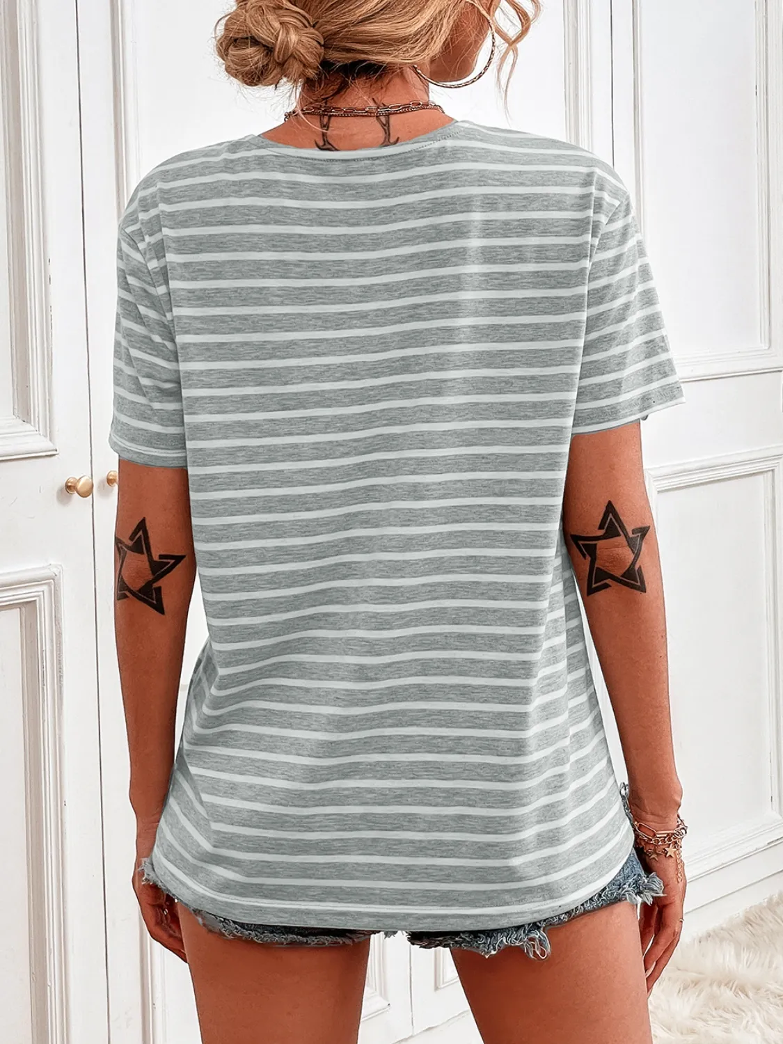 Striped Short Sleeve Top - Image 10