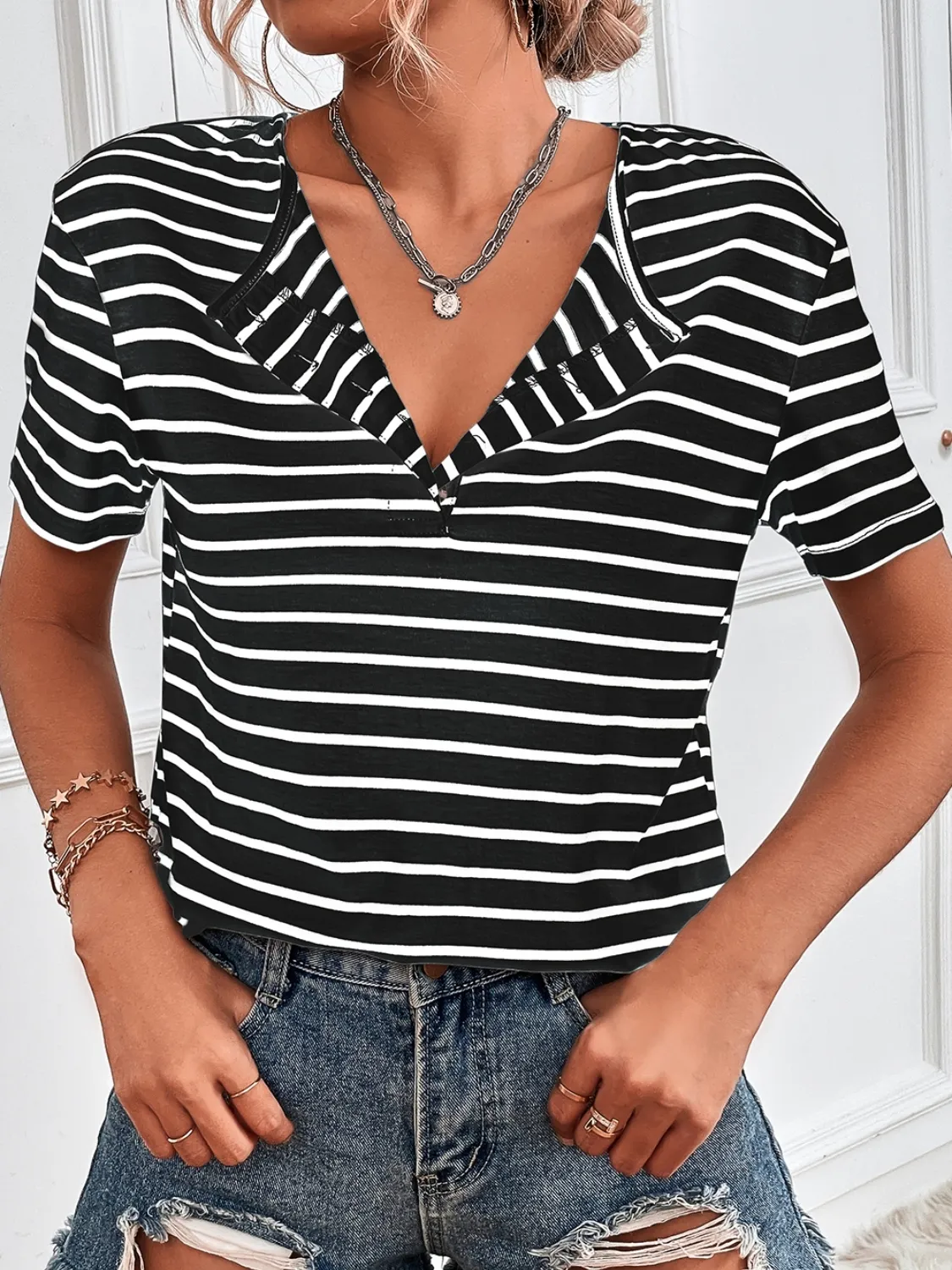 Striped Short Sleeve Top - Image 14