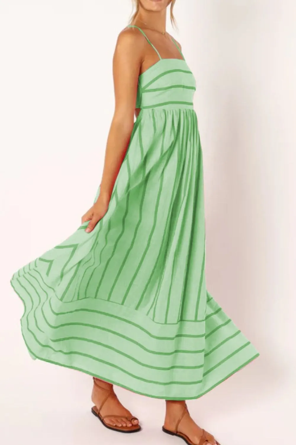 Striped Square Neck Cami Dress - Image 24
