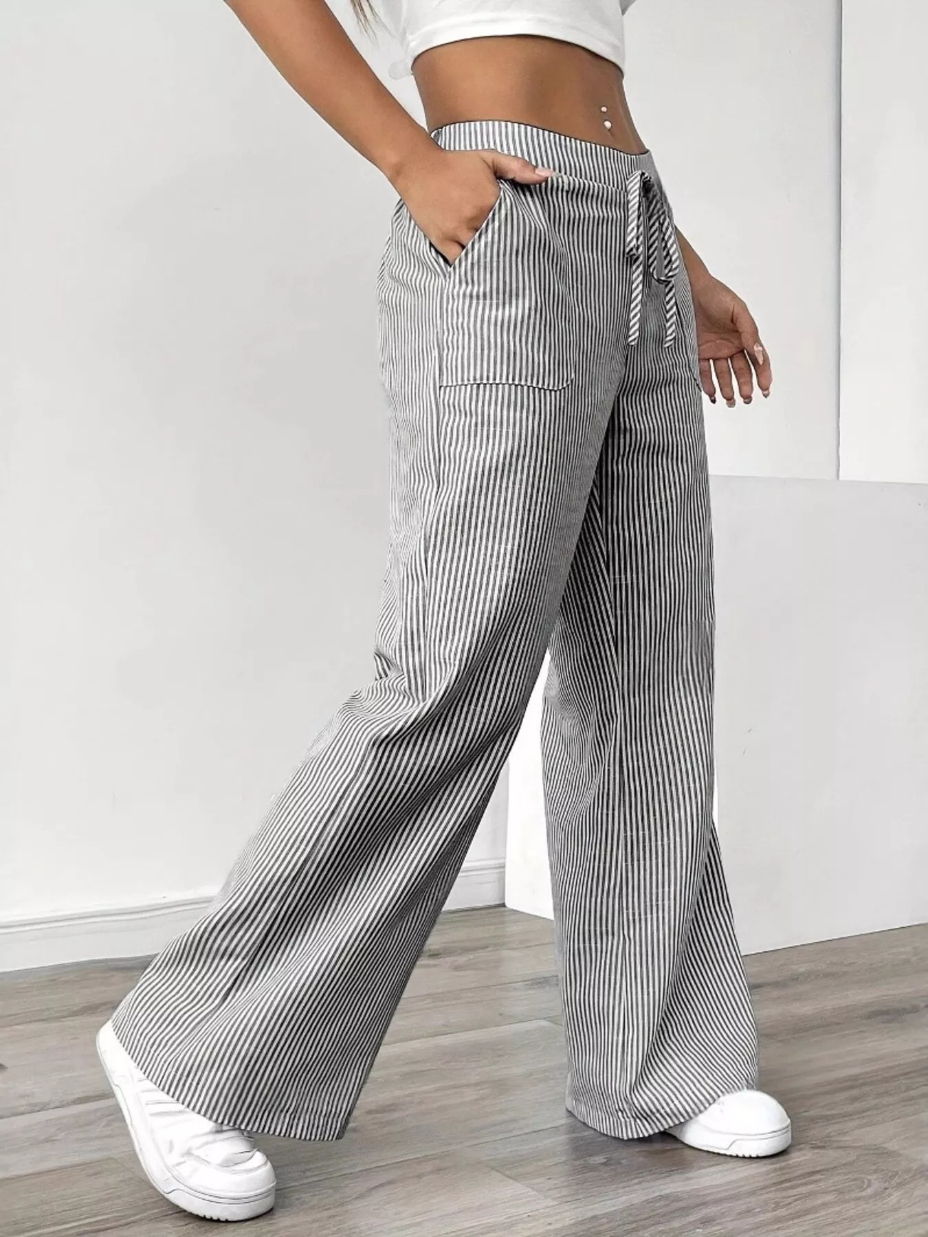 Striped Wide Leg Pants - Image 3