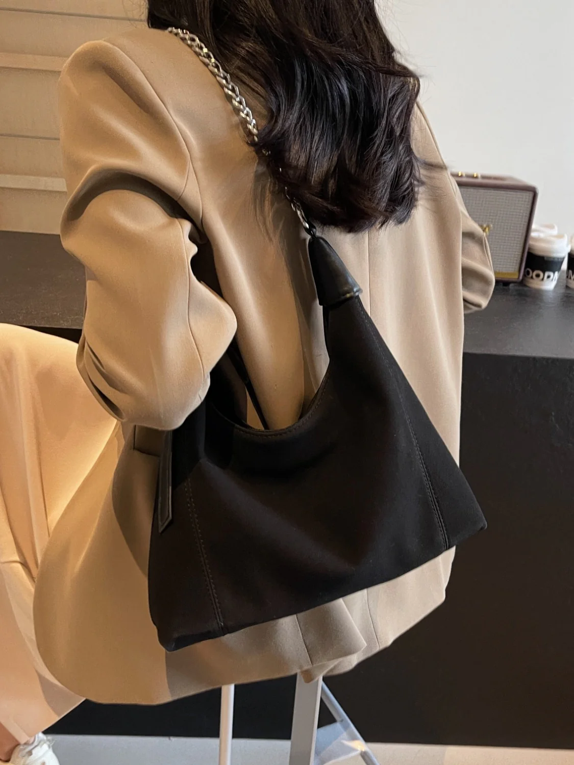 Suede Adjustable Strap Shoulder Bag - Image 11