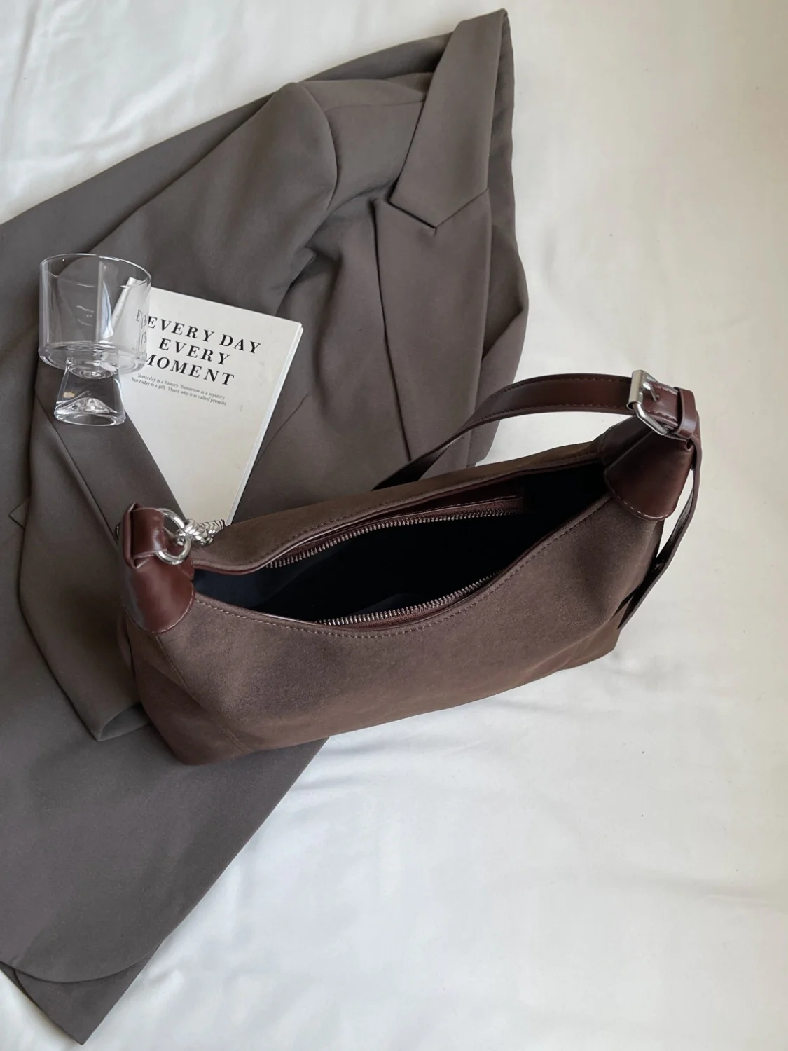 Suede Adjustable Strap Shoulder Bag - Image 3