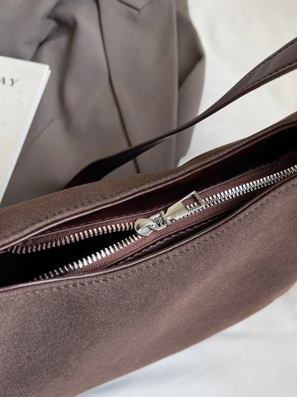 Suede Adjustable Strap Shoulder Bag - Image 4